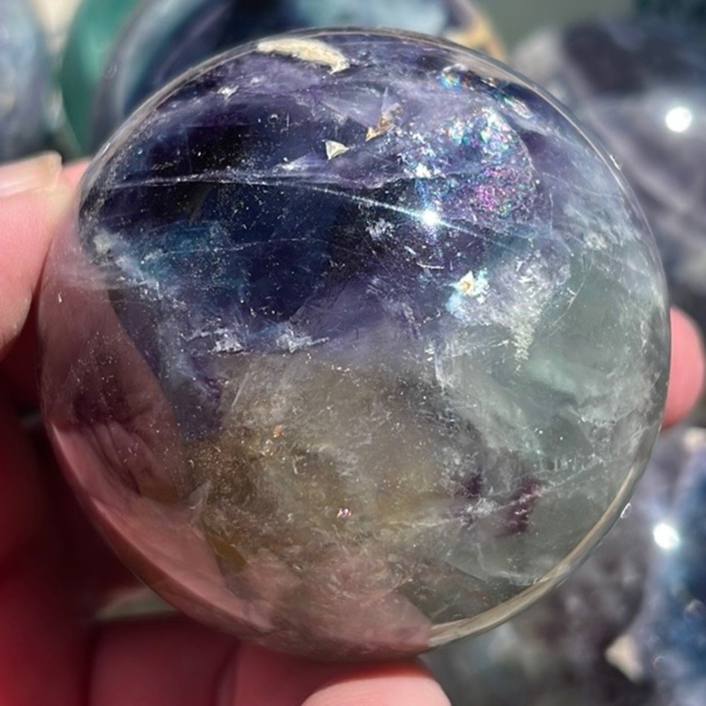 Beautiful natural fluorite healing sphere - Picture 12 of 13